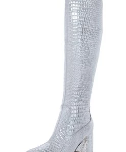 Marc Fisher Retie 6 Womens Heels Embossed Knee-High Boots