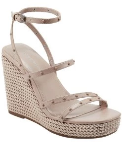 Marc Fisher Zig Womens Faux Leather Studded Wedge Sandals