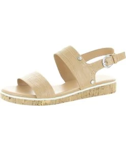 Marc Fisher Gordy Womens Embossed Faux Leather Wedge Sandals