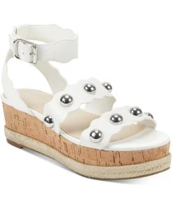 Marc Fisher Faythe Womens Faux Leather Cork Wedge Sandals