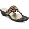 Marc Fisher Arianay Womens Calf Hair Leopard Print Wedge Sandals