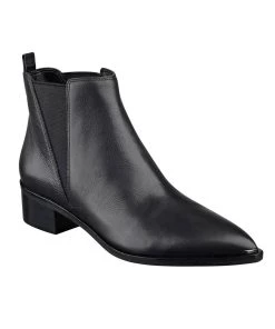 Marc Fisher Yale Pointy Toe Chelsea Bootie in Black Leather for women