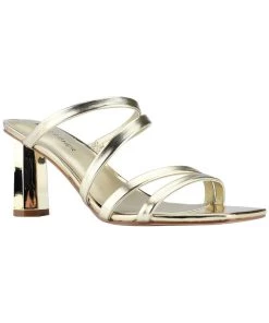 Marc Fisher Kristin Womens Faux Leather Slip On Strappy Sandals