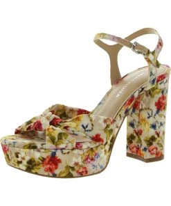 Marc Fisher Deren Womens Floral Print Open Toe Block Heels