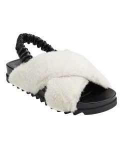 Marc Fisher Javin Womens Faux Fur Flat Slingback Sandals