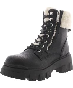 Marc Fisher Aboli 2 Womens Faux Fur Zip Up Combat & Lace-up Boots