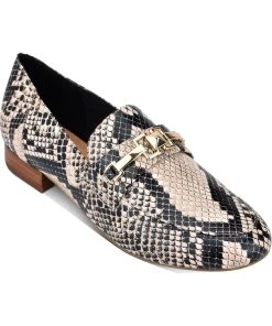 Marc Fisher Ebera Womens Faux Leather Snake Print Loafers